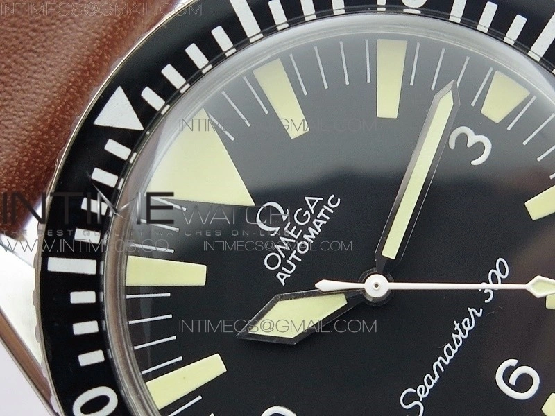 Vintage Seamaster 300 No Date SS B12 Black Dial On Brown Leather Strap A-2836