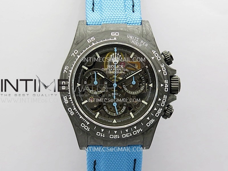 Daytona DIW Carbon Blue Handset GETF Best Edition Skeleton Dial On Blue Nylon Strap SA4130