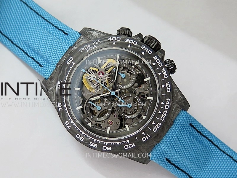 Daytona DIW Carbon Blue Handset GETF Best Edition Skeleton Dial On Blue Nylon Strap SA4130