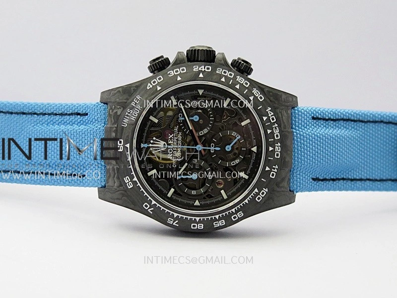 Daytona DIW Carbon Blue Handset GETF Best Edition Skeleton Dial On Blue Nylon Strap SA4130