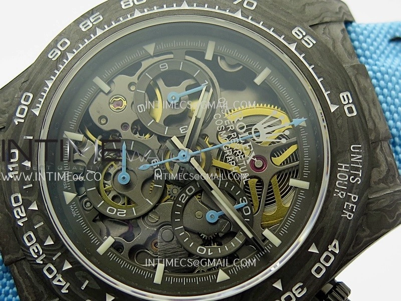 Daytona DIW Carbon Blue Handset GETF Best Edition Skeleton Dial On Blue Nylon Strap SA4130
