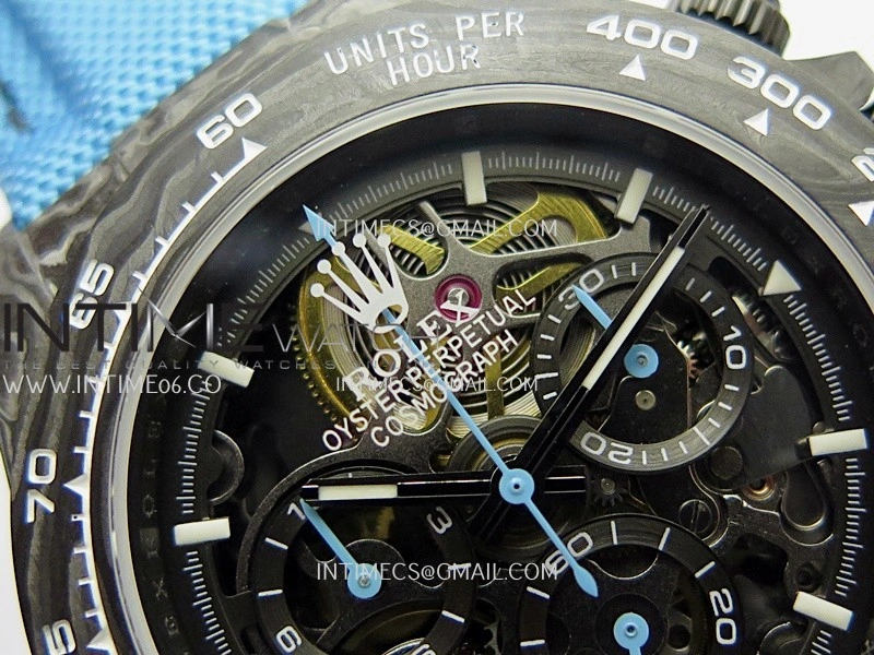 Daytona DIW Carbon Blue Handset GETF Best Edition Skeleton Dial On Blue Nylon Strap SA4130