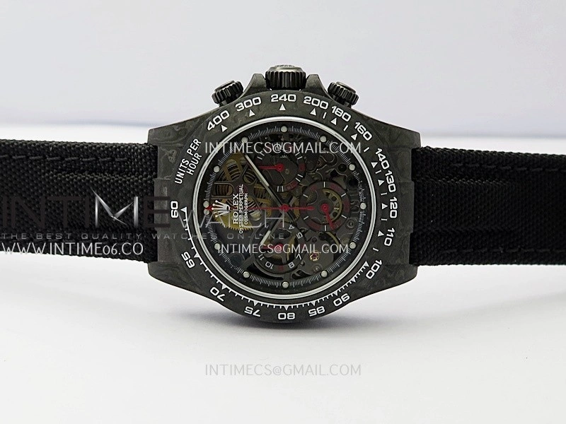 Daytona DIW Carbon Red Handset GETF Best Edition Skeleton Dial On Black Nylon Strap SA4130