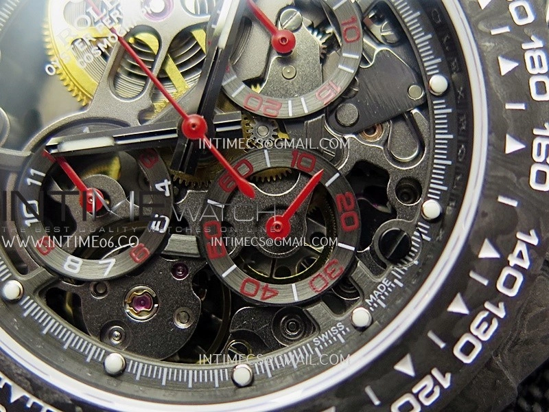 Daytona DIW Carbon Red Handset GETF Best Edition Skeleton Dial On Black Nylon Strap SA4130