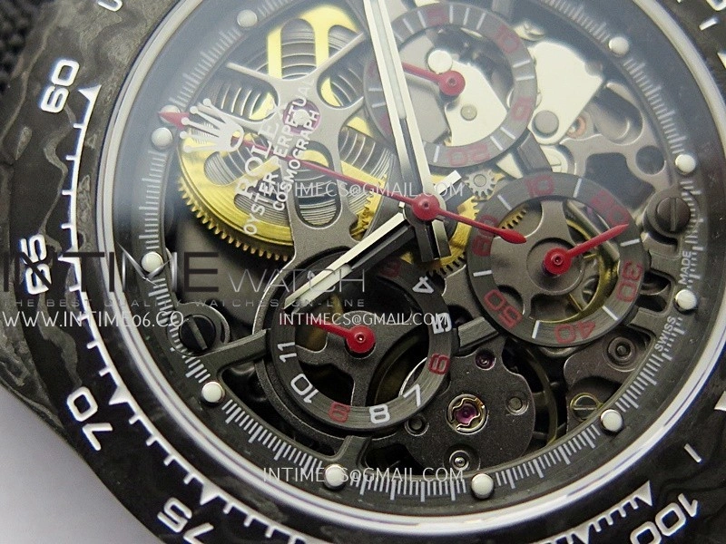 Daytona DIW Carbon Red Handset GETF Best Edition Skeleton Dial On Black Nylon Strap SA4130