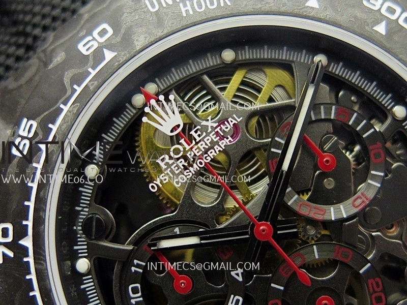 Daytona DIW Carbon Red Handset GETF Best Edition Skeleton Dial On Black Nylon Strap SA4130