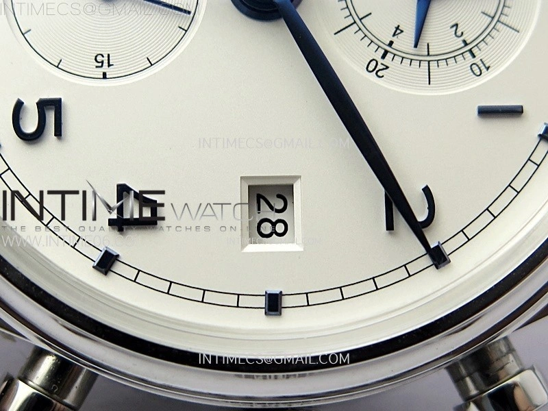 Portugieser Chrono Classic 42 IW390406 AZF 1:1 Best Edition White Dial Blue Markers on Black Leather Strap A7750