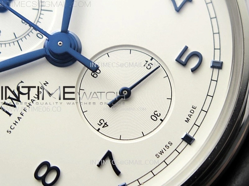 Portugieser Chrono Classic 42 IW390406 AZF 1:1 Best Edition White Dial Blue Markers on Black Leather Strap A7750