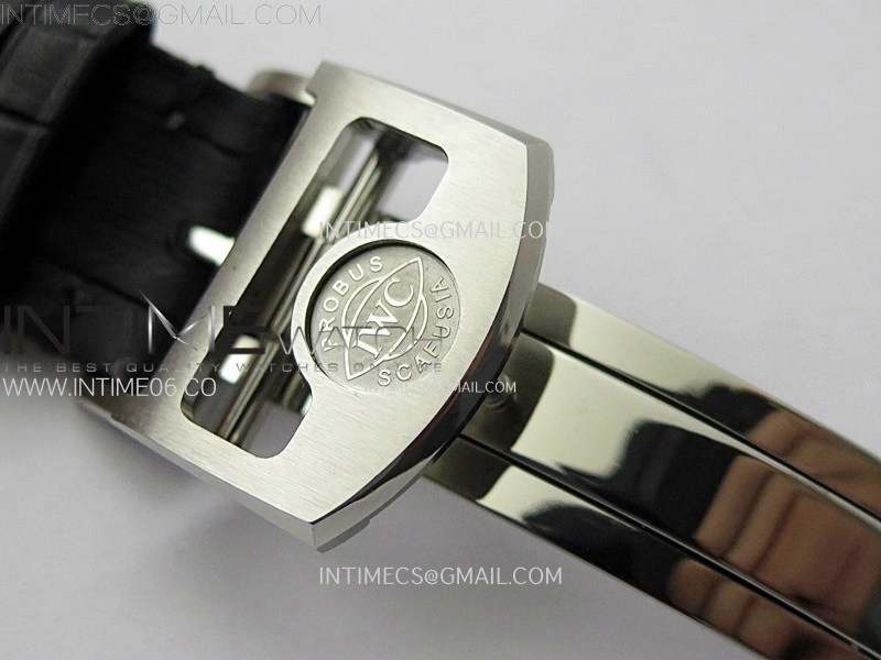 Portugieser Chrono Classic 42 IW390406 AZF 1:1 Best Edition White Dial Blue Markers on Black Leather Strap A7750