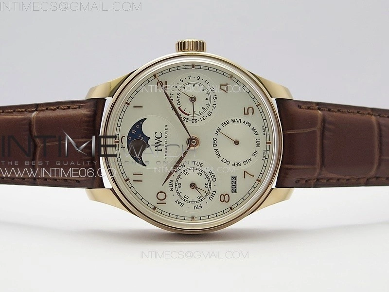 Portuguese IW503302 Real PR RG APSF 1:1 Best Edition White Dial On Brown Leather Strap A52610