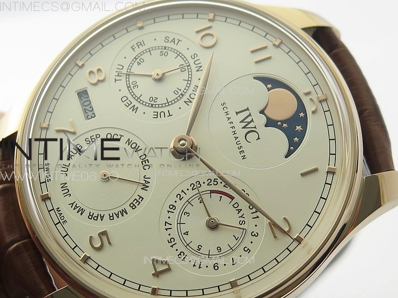 Portuguese IW503302 Real PR RG APSF 1:1 Best Edition White Dial On Brown Leather Strap A52610