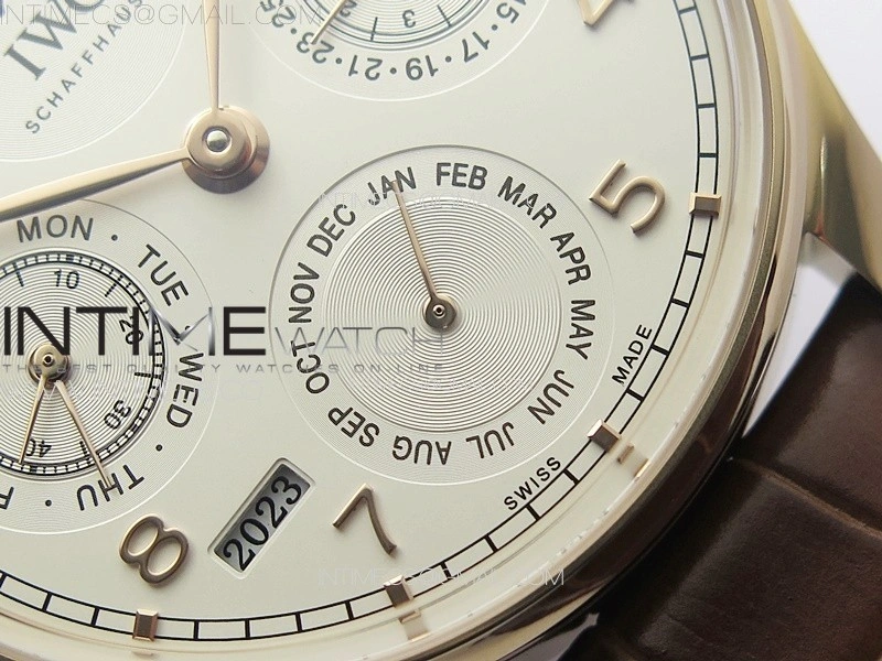 Portuguese IW503302 Real PR RG APSF 1:1 Best Edition White Dial On Brown Leather Strap A52610