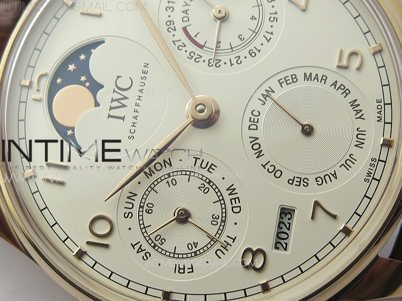 Portuguese IW503302 Real PR RG APSF 1:1 Best Edition White Dial On Brown Leather Strap A52610