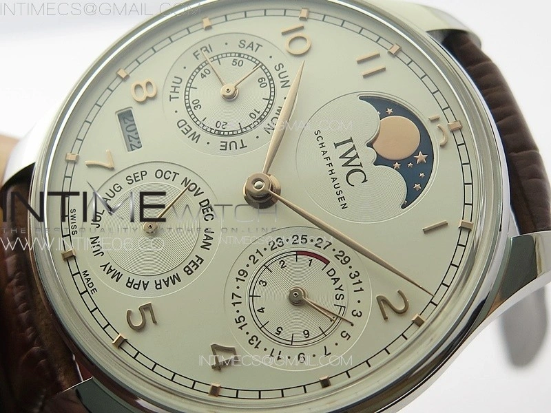Portuguese IW503307 Real PR SS APSF 1:1 Best Edition White Dial On Brown Leather Strap A52610