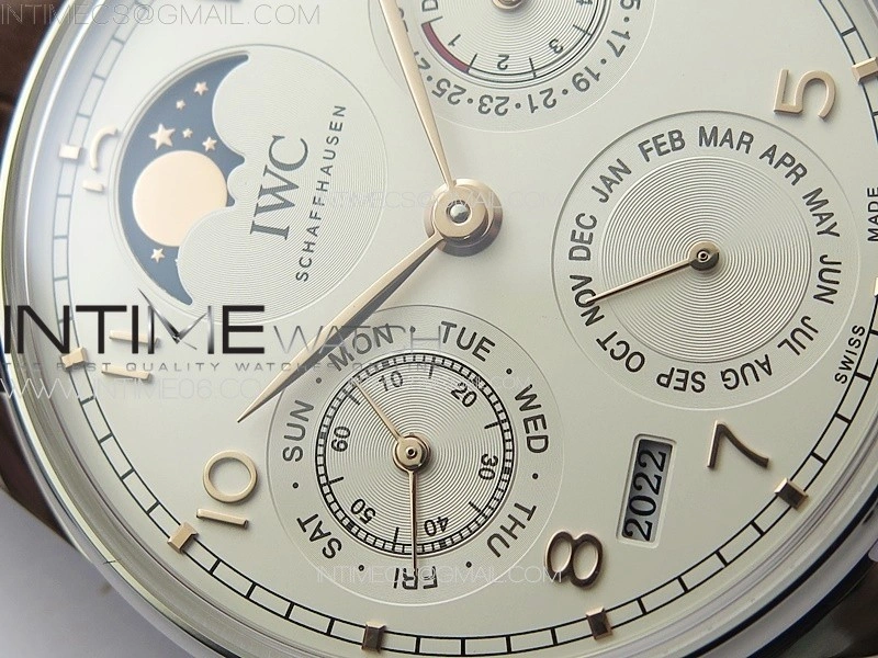 Portuguese IW503307 Real PR SS APSF 1:1 Best Edition White Dial On Brown Leather Strap A52610