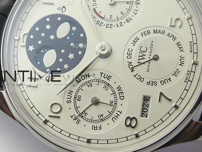 Portuguese IW503406 Real PR SS APSF 1:1 Best Edition White Dial On Black Leather Strap A52610