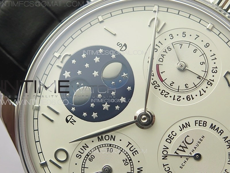 Portuguese IW503406 Real PR SS APSF 1:1 Best Edition White Dial On Black Leather Strap A52610