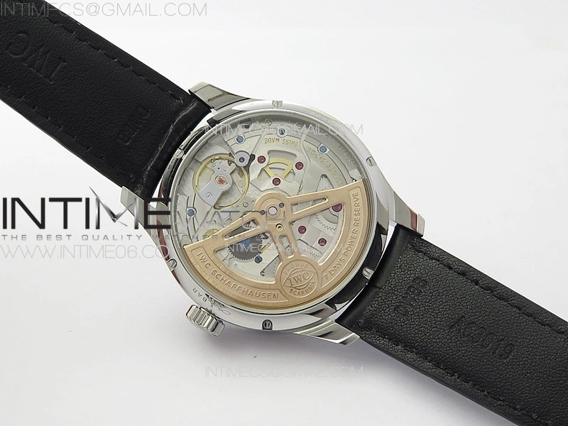 Portuguese IW503406 Real PR SS APSF 1:1 Best Edition White Dial On Black Leather Strap A52610