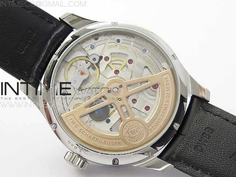 Portuguese IW503406 Real PR SS APSF 1:1 Best Edition White Dial On Black Leather Strap A52610