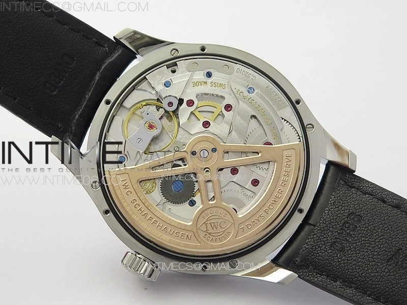 Portuguese IW503406 Real PR SS APSF 1:1 Best Edition White Dial On Black Leather Strap A52610