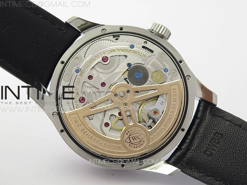 Portuguese IW503406 Real PR SS APSF 1:1 Best Edition White Dial On Black Leather Strap A52610