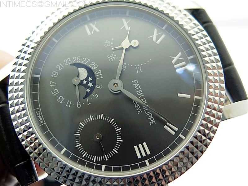 Calatrava 5057 Cortina Watch 50th Anniversary SS 3EF Best Edition Gray Dial on Black Leather Strap A240