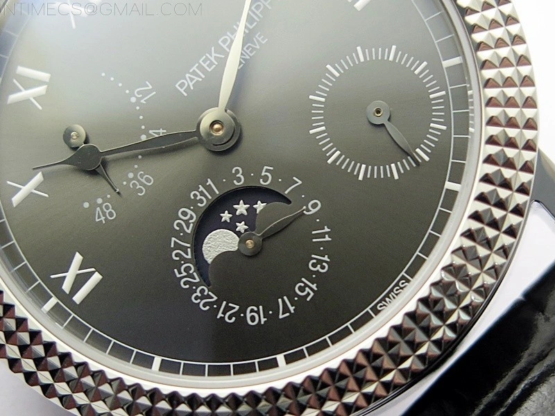 Calatrava 5057 Cortina Watch 50th Anniversary SS 3EF Best Edition Gray Dial on Black Leather Strap A240