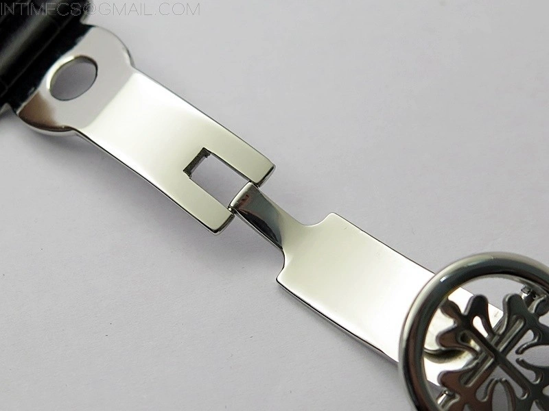 Calatrava 5057 Cortina Watch 50th Anniversary SS 3EF Best Edition Gray Dial on Black Leather Strap A240