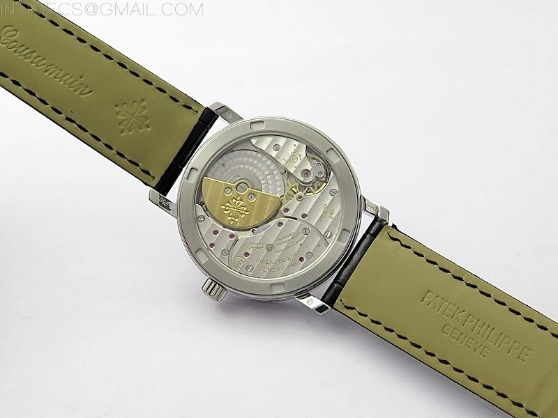 Calatrava 5057 Cortina Watch 50th Anniversary SS 3EF Best Edition Gray Dial on Black Leather Strap A240