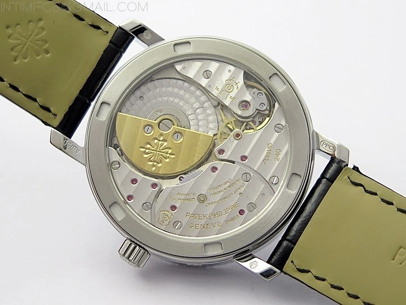 Calatrava 5057 Cortina Watch 50th Anniversary SS 3EF Best Edition Gray Dial on Black Leather Strap A240