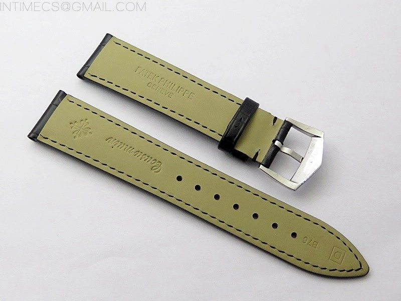 Calatrava 5057 Cortina Watch 50th Anniversary SS 3EF Best Edition Gray Dial on Black Leather Strap A240