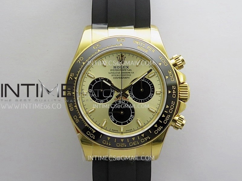 Daytona 126518 UFO Gain Weight 1:1 Best Edition Gold Dial Black Subdial On Oysterflex Rubber Strap UF4131