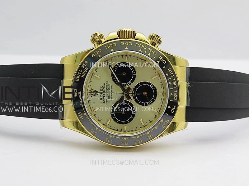 Daytona 126518 UFO Gain Weight 1:1 Best Edition Gold Dial Black Subdial On Oysterflex Rubber Strap UF4131