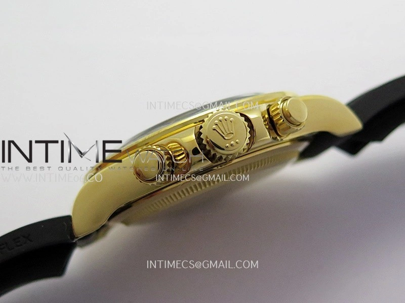 Daytona 126518 UFO Gain Weight 1:1 Best Edition Gold Dial Black Subdial On Oysterflex Rubber Strap UF4131
