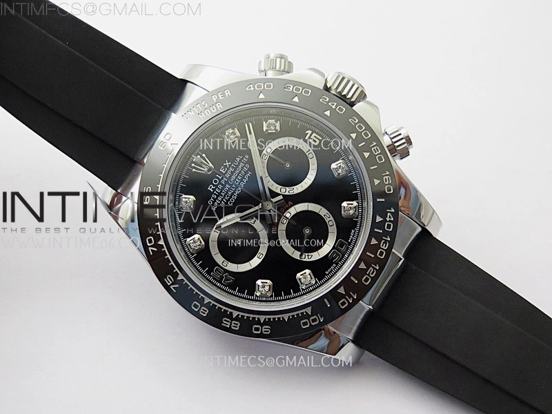 Daytona 116519 Gain Weight AF 1:1 Best Edition Black Dial Crystals Markers on Oysterflex Strap SH4130