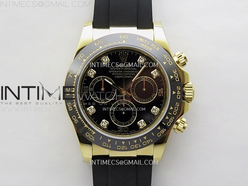 Daytona 116518 Gain Weight AF 1:1 Best Edition Black Dial Crystals Markers on Oysterflex Strap SH4130