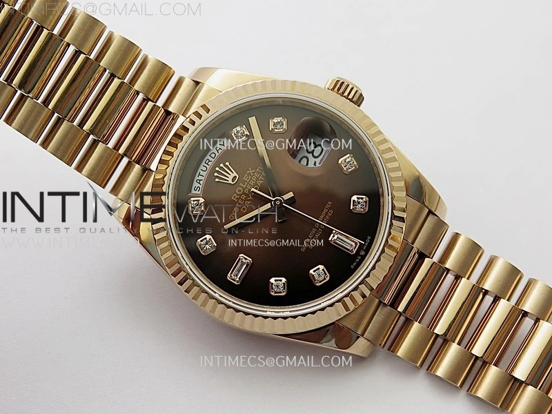 Day Date 128235 Gain Weight RG QF 1:1 Best Edition Brown Dial Diamond Markers on RG President Bracelet