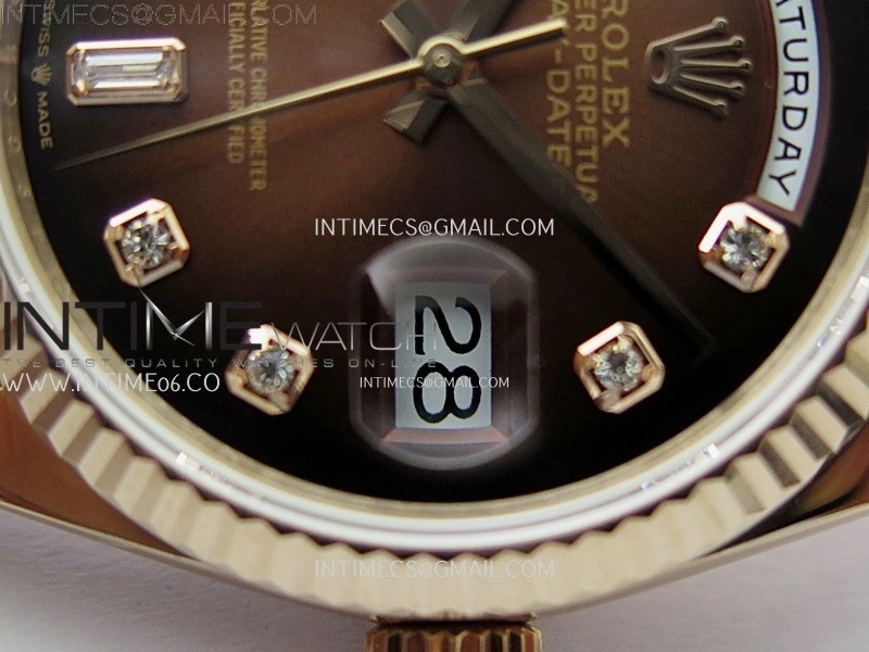 Day Date 128235 Gain Weight RG QF 1:1 Best Edition Brown Dial Diamond Markers on RG President Bracelet