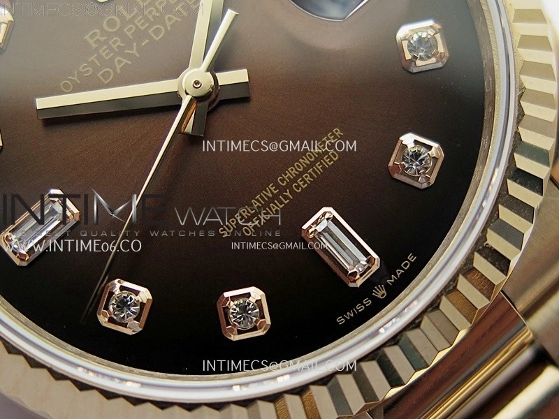 Day Date 128235 Gain Weight RG QF 1:1 Best Edition Brown Dial Diamond Markers on RG President Bracelet