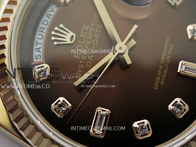 Day Date 128235 Gain Weight RG QF 1:1 Best Edition Brown Dial Diamond Markers on RG President Bracelet