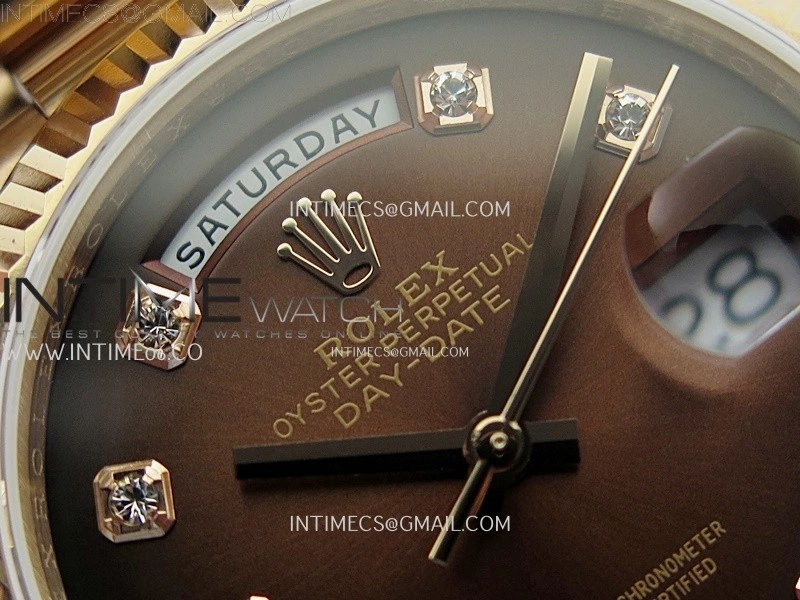 Day Date 128235 Gain Weight RG QF 1:1 Best Edition Brown Dial Diamond Markers on RG President Bracelet