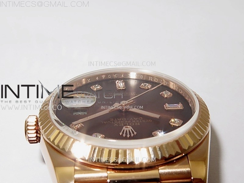 Day Date 128235 Gain Weight RG QF 1:1 Best Edition Brown Dial Diamond Markers on RG President Bracelet