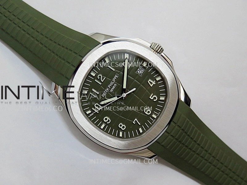 Aquanaut 5168G 42mm Gain Weight SS DDF 1:1 Best Edition Green Dial On Green Rubber Strap Super Clone DD330