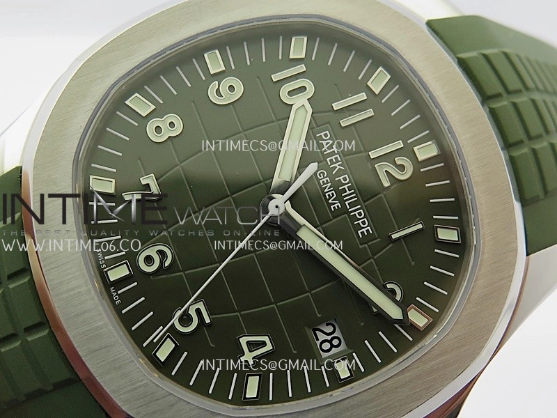 Aquanaut 5168G 42mm Gain Weight SS DDF 1:1 Best Edition Green Dial On Green Rubber Strap Super Clone DD330