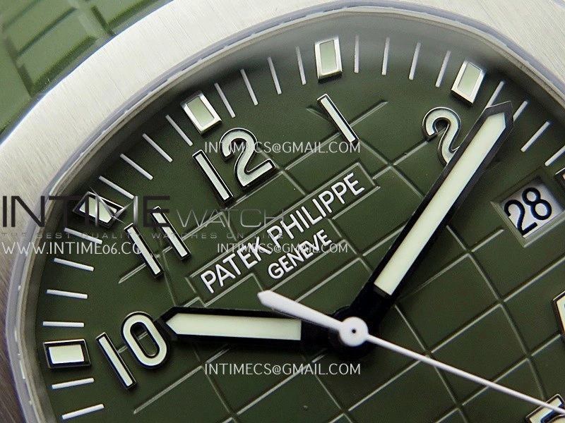 Aquanaut 5168G 42mm Gain Weight SS DDF 1:1 Best Edition Green Dial On Green Rubber Strap Super Clone DD330