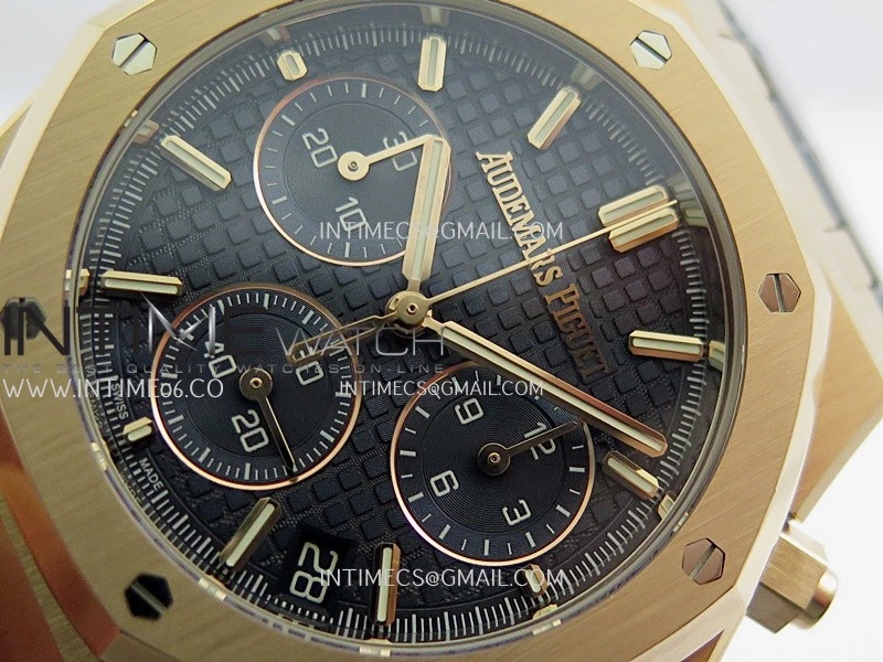 Royal Oak Chrono 26240 RG Gain Weight V2 DDF 1:1 Best Edition Blue Dial On Blue Leather Strap Super Clone DD4401