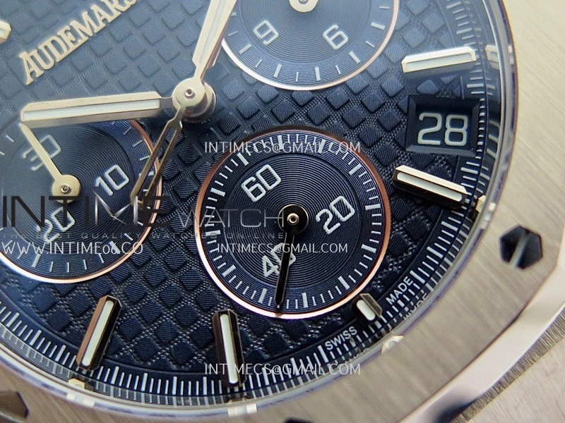 Royal Oak Chrono 26240 RG Gain Weight V2 DDF 1:1 Best Edition Blue Dial On Blue Leather Strap Super Clone DD4401