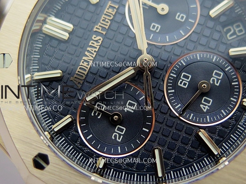 Royal Oak Chrono 26240 RG Gain Weight V2 DDF 1:1 Best Edition Blue Dial On Blue Leather Strap Super Clone DD4401