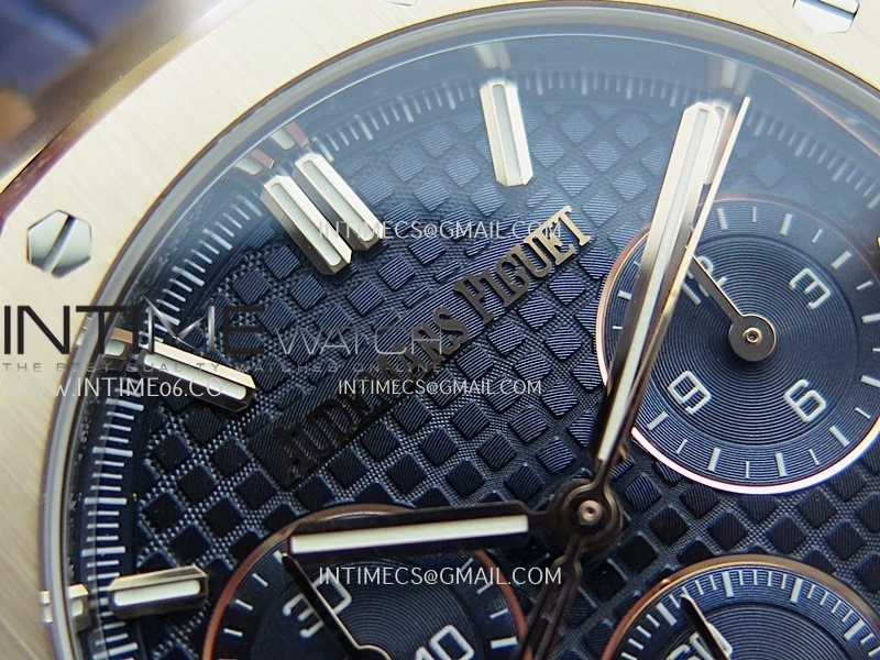 Royal Oak Chrono 26240 RG Gain Weight V2 DDF 1:1 Best Edition Blue Dial On Blue Leather Strap Super Clone DD4401