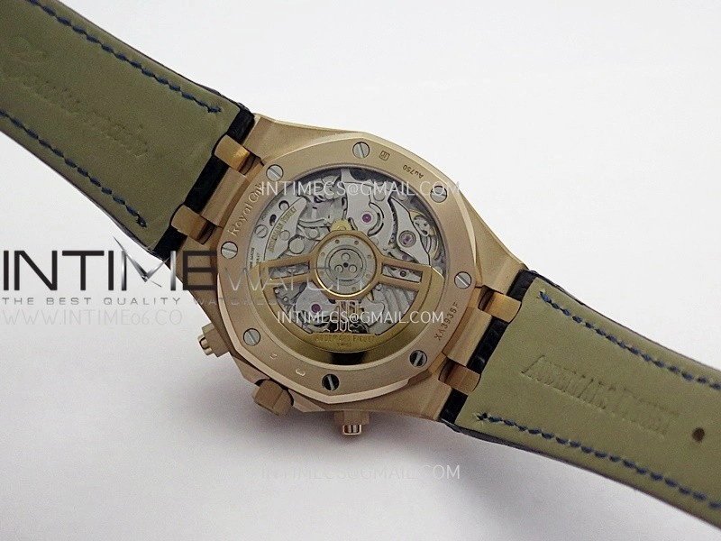 Royal Oak Chrono 26240 RG Gain Weight V2 DDF 1:1 Best Edition Blue Dial On Blue Leather Strap Super Clone DD4401